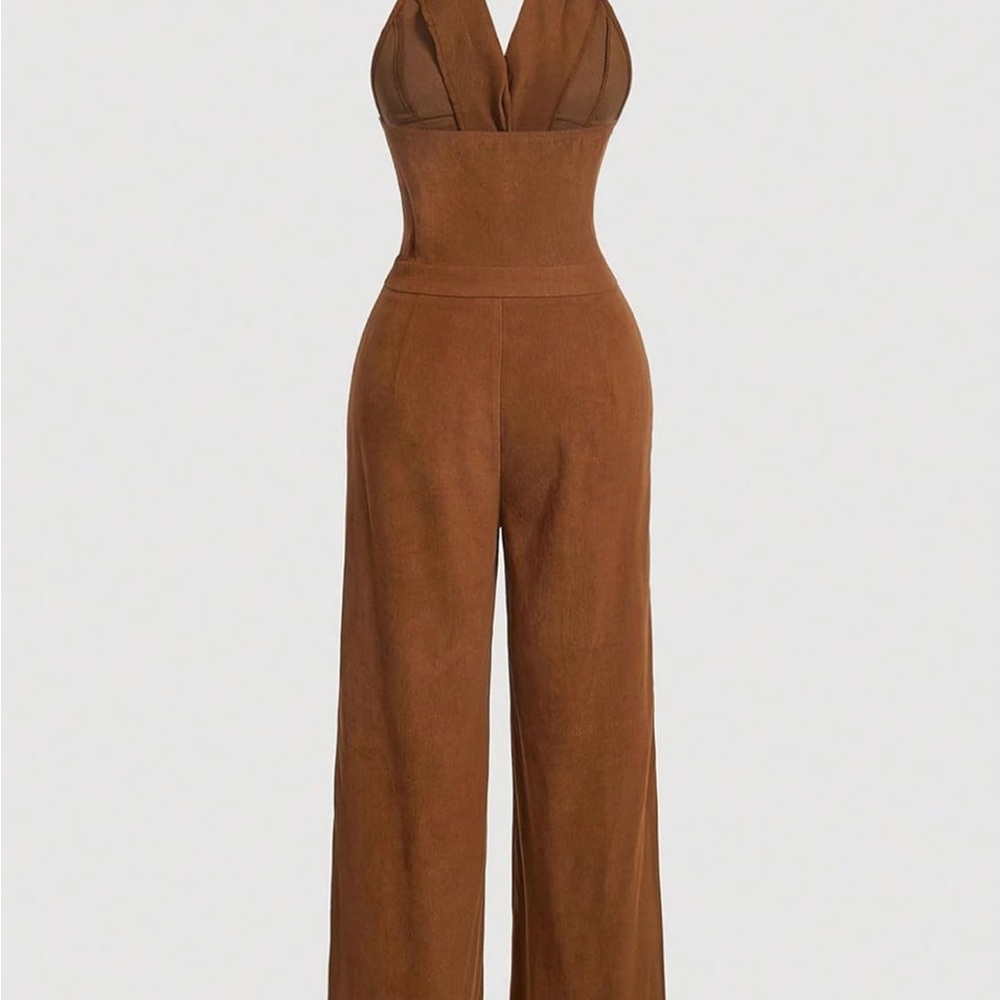 Womens Jumpsuits Long Pants Solid Color Button Fr… - image 8